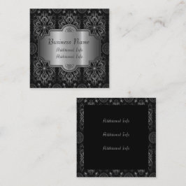 Abstrakt Blommigt Black och Silver Fyrkantigt Visitkort