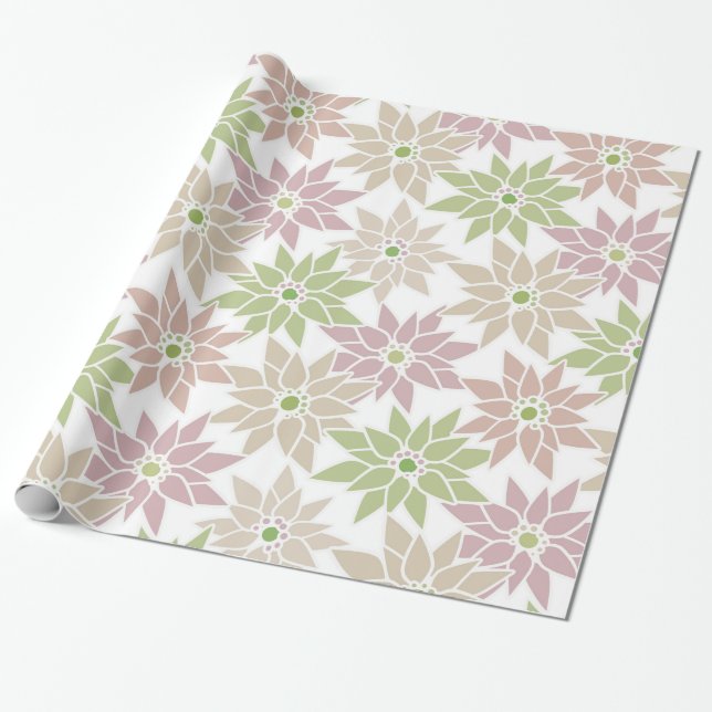 Abstrakt blommigt blommor romantisk mönster teckna presentpapper (Utrullad)