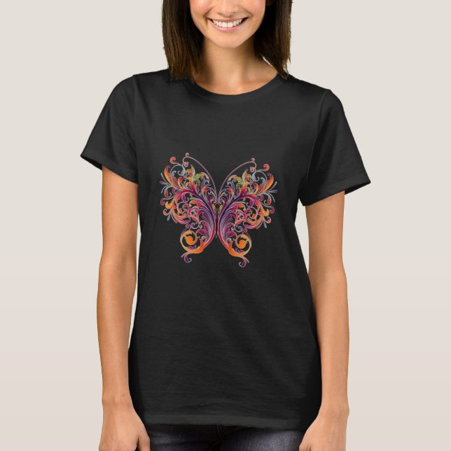 Abstrakt Blommigt Butterfly Tröja (Framsida)