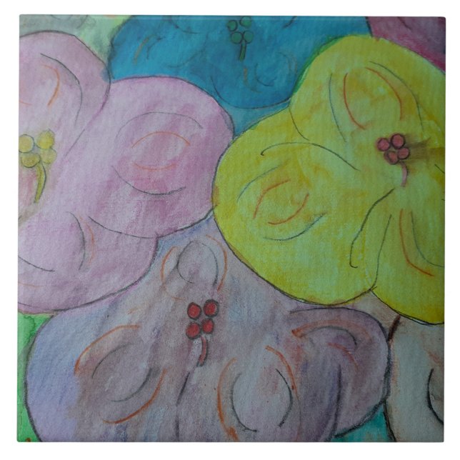 Abstrakt Blommigt Ceramic Tile Kakelplatta (Framsidan)