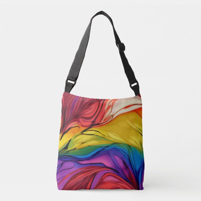 Abstrakt Blommigt Crossbody Tote Bag Axelväska (Framsida)