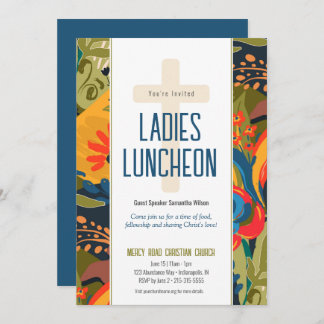 Abstrakt Blommigt Dam Church Luncheon-inbjudan Inbjudningar