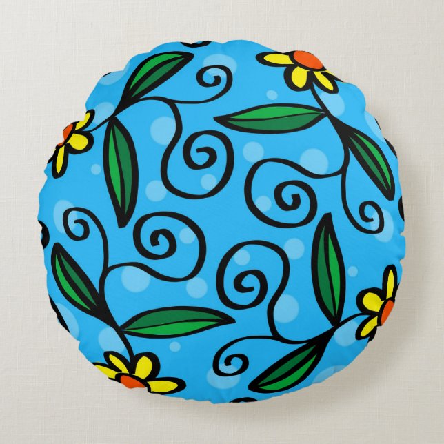 Abstrakt Blommigt Dekorativ kudde (Framsidan)