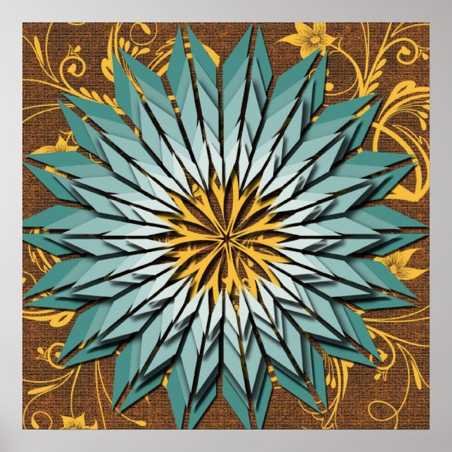 Abstrakt Blommigt Earth Tone Poster (Framsidan)