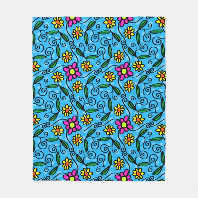 Abstrakt Blommigt Fleece Blanket (Framsidan)