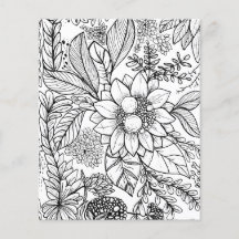 Abstrakt Blommigt Garden Design-färgning på sidan