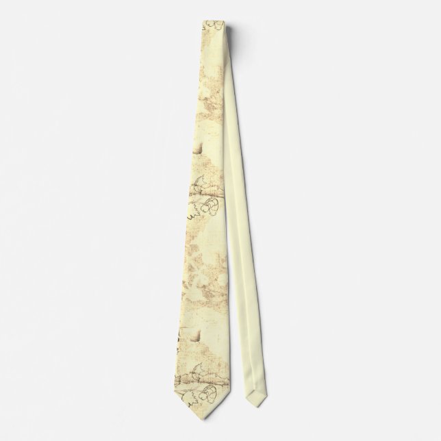 Abstrakt Blommigt Grunge Muren Ochre Färg Neck Tie Slips (Framsida)