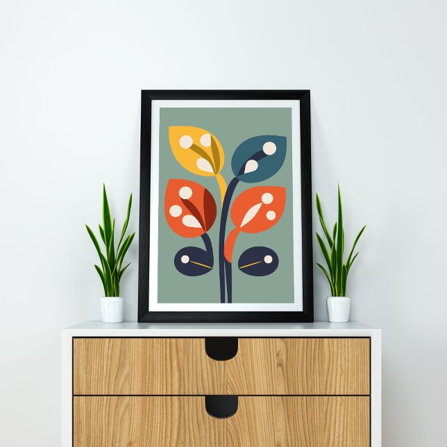 Abstrakt Blommigt Harmony A Fusion of Färg Poster (abstract_floral_flower_wall_art)