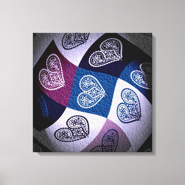 Abstrakt Blommigt Heart med ljuseffekt Canvas Art (Framsida)