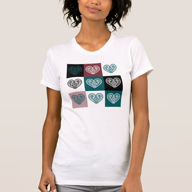 Abstrakt Blommigt Heart T-shirt (Framsida)