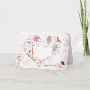 Abstrakt blommigt hjärta lycklig mors dag-kort kort