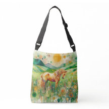 Abstrakt Blommigt Horse Crossbody Bag - Modern Art