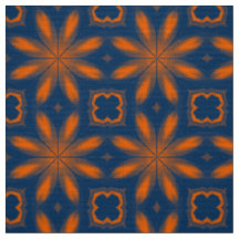Abstrakt blommigt kaleidoskop mörk blått orange