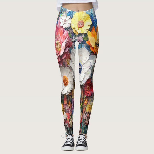 Abstrakt Blommigt Leggings (Framsida)