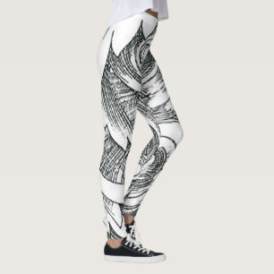 Abstrakt Blommigt Line Art Leggings