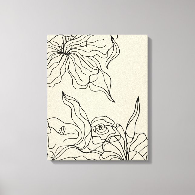 Abstrakt Blommigt Line Teckning Wall Art Art Canvastryck (Framsida)