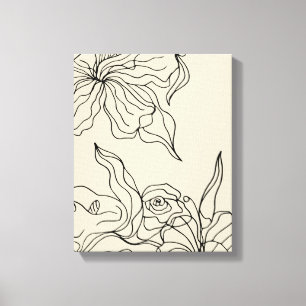Abstrakt Blommigt Line Teckning Wall Art Art Canvastryck