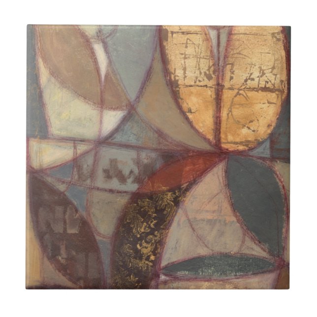 Abstrakt Blommigt Löv Painting av Norman Wyatt Kakelplatta (Framsidan)