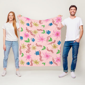 Abstrakt Blommigt Mandala Mönster Design Red Fleecefilt