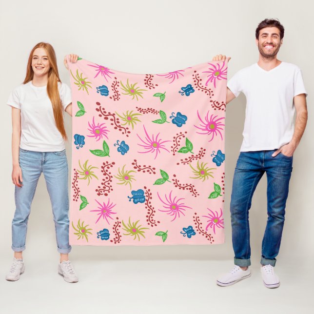 Abstrakt Blommigt Mandala Mönster Design Red Fleecefilt (På plats)