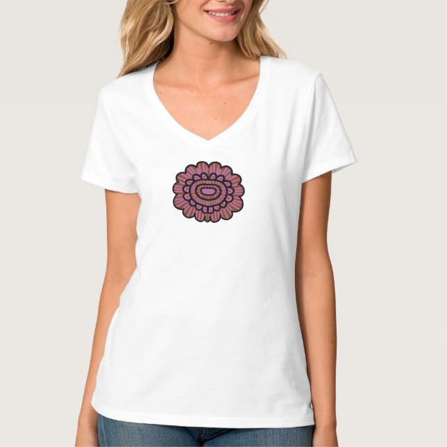 Abstrakt Blommigt Mandala Mönster Design T Shirt (Framsida)