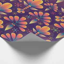 Abstrakt Blommigt Mauve Blue Rosa Gift Tillfällen Presentpapper