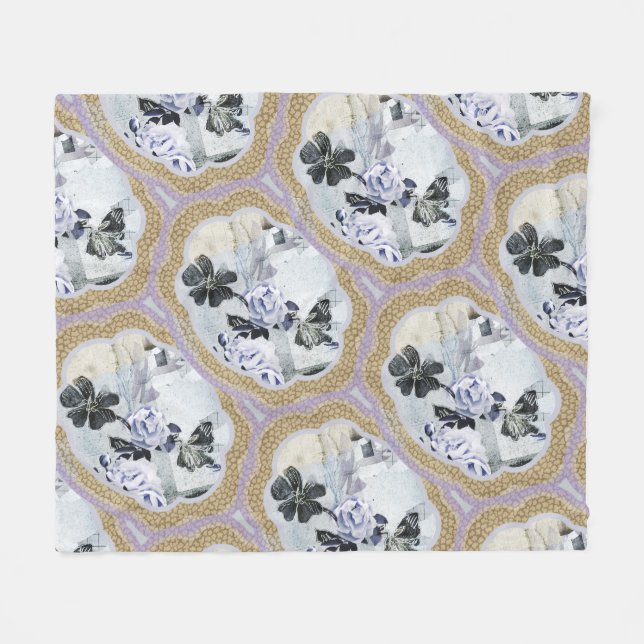 Abstrakt Blommigt Medallions Fleecefilt (Framsidan (Horisontell))