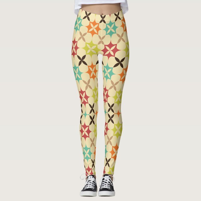 Abstrakt Blommigt Mosaic Leggings (Framsida)