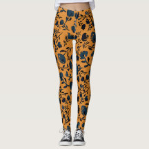 Abstrakt Blommigt Mustard & Blue Chic Leggings