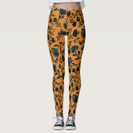 Abstrakt Blommigt Mustard & Blue Chic Leggings