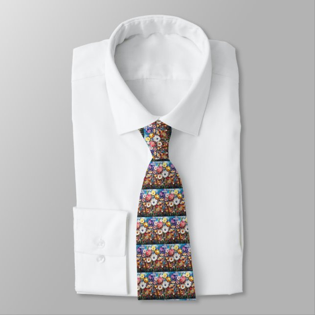 Abstrakt Blommigt Neck Tie Slips (Bunden)