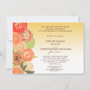 Abstrakt Blommigt Ombre Fall Wedding Inbjudan