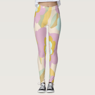 Abstrakt Blommigt Pastel Lilac Mönster Leggings