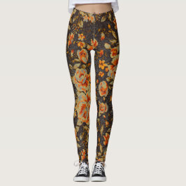 Abstrakt Blommigt, pennstreck struktur Leggings