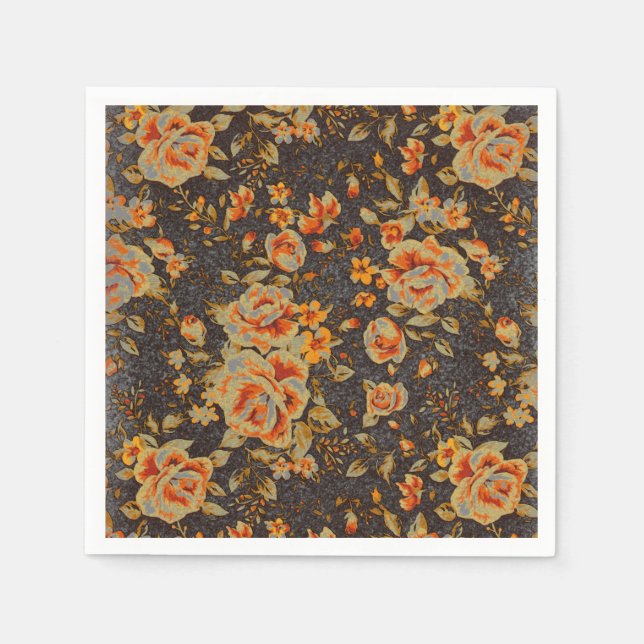 Abstrakt Blommigt, pennstreck struktur Pappersservett (Framsidan)