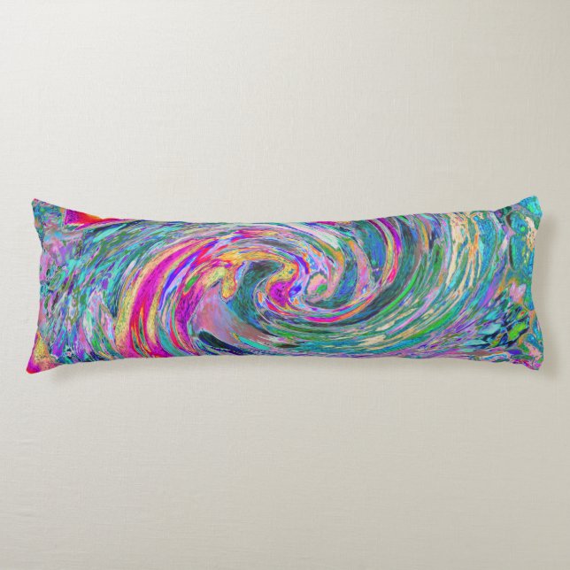 Abstrakt Blommigt Psychedelic Rainbow Vinkarare om Kroppskudde (Framsidan)