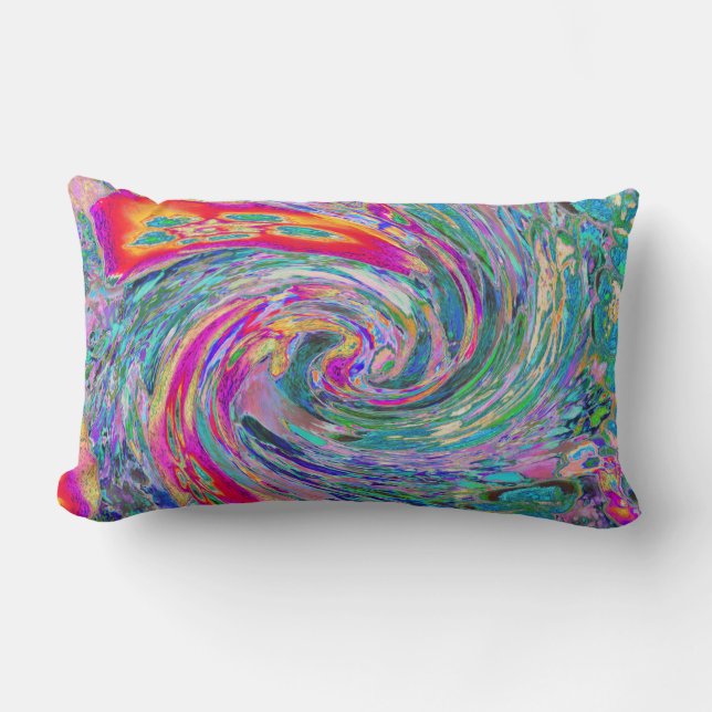 Abstrakt Blommigt Psychedelic Rainbow Vinkarare om Lumbarkudde (Framsida)