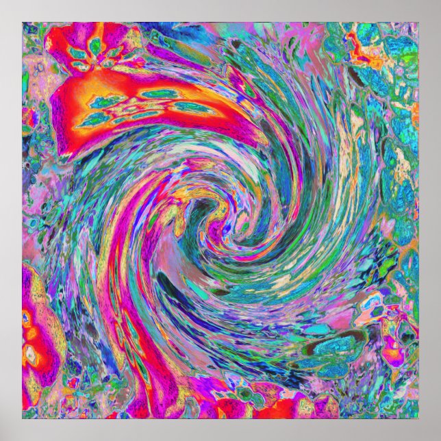 Abstrakt Blommigt Psychedelic Rainbow Vinkarare om Poster (Framsidan)