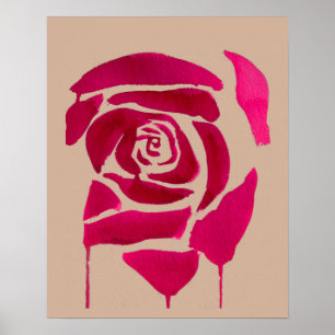 Abstrakt blommigt Ro Originalteckning Poster