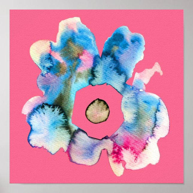 Abstrakt blommigt rosa vattenfärg poster (Framsidan)