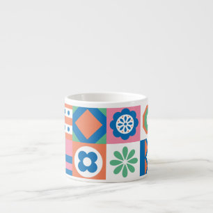 Abstrakt Blommigt Scandinavian Folk Mönster Espressomugg
