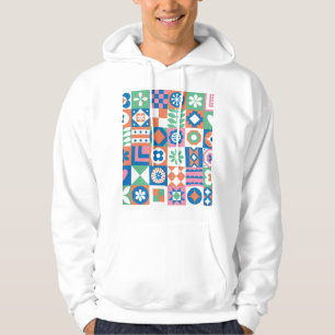 Abstrakt Blommigt Scandinavian Folk Mönster Hoodie