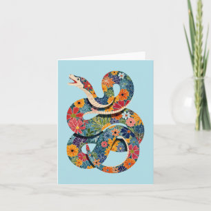 Abstrakt Blommigt Snake Colorful Painting Kort