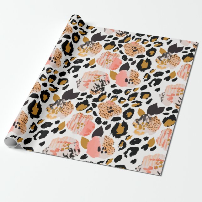 Abstrakt blommigt sömlös mönster: blommor med zeb presentpapper (Utrullad)