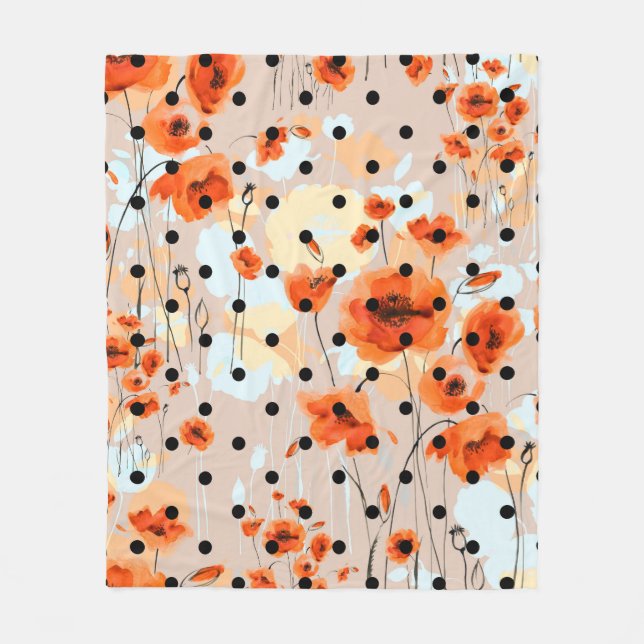 Abstrakt blommigt sömlös mönster med fält poppie fleecefilt (Framsidan)