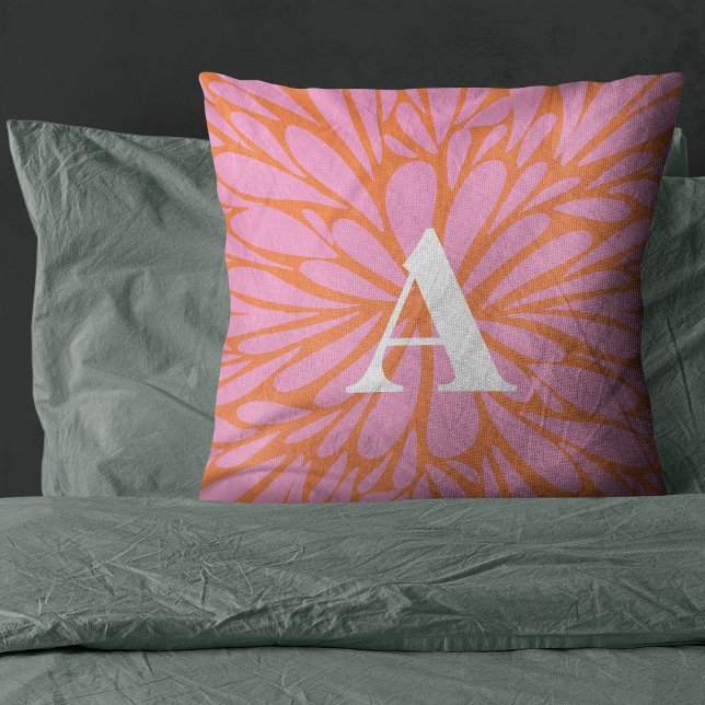 Abstrakt blommigt, sprängpastellmonogram kudde (Skapare uppladdad)