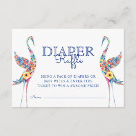 Abstrakt Blommigt Stork Birds Diaper Raffle Biljet Tilläggskort