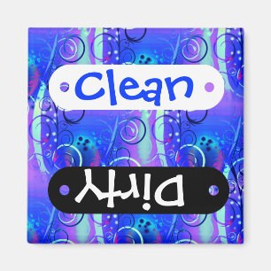 Abstrakt Blommigt Swirl Blue Lila Girly Gifts Magnet
