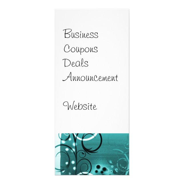 Abstrakt Blommigt Swirl Vines Aqua Blue Girly Gift Reklamkort (Framsidan)