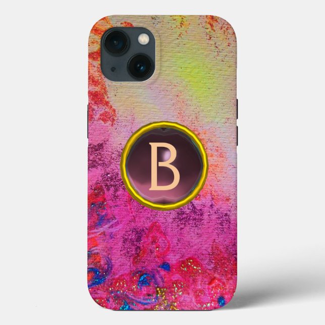 ABSTRAKT BLOMMIGT SWIRLS LILA GEMSTONE MONOGRAM (Baksida)
